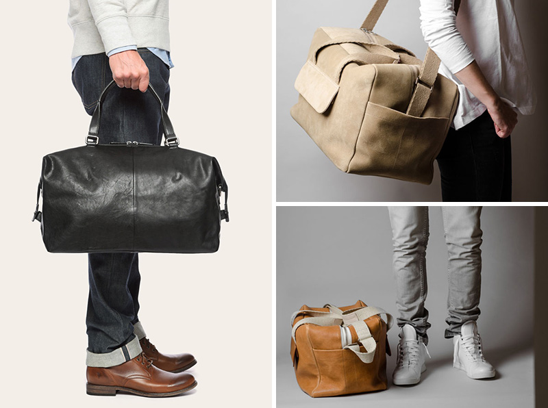 leather weekend bag with the shoe compartment